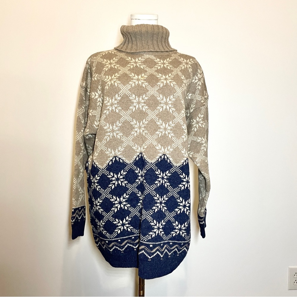 Vintage Muskoka Lakes 100% Shetland Wool Sweater L Nordic Fair Isle Ski Cabin